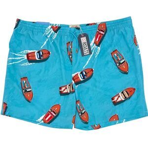NWT RSVLTS Men's Lake Como Swim Trunks Hybrid Board Shorts Blue 3XL